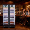 VEVOR Commercial Merchandiser Refrigerator, 6.9 Cu.Ft / 195L Glass Door Display Refrigerator, Upright Beverage Cooler Fridge with 4 Adjustable Shelves, Soft LED Light & Casters for Homes Shops Bars
