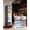 VEVOR Commercial Merchandiser Refrigerator, 8.3 Cu.Ft / 235 L Glass Door Display Refrigerator, Upright Beverage Cooler Fridge with 5 Adjustable Shelves, Soft LED Light & Casters for Homes Shops Bars