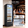 VEVOR Commercial Merchandiser Refrigerator, 12.7 Cu.Ft / 360 L Glass Door Display Refrigerator, Upright Beverage Cooler Fridge with 4 Adjustable Shelves, Soft LED Light & Casters for Homes Shops Bars