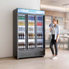 VEVOR Commercial Merchandiser Refrigerator, 26.8 Cu.Ft / 760L Upright Beverage Cooler, 3 Glass Door Display Refrigerator with Customizable Lightbox, 12 Adjustable Shelves, Soft LED Lighting & Casters
