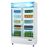 VEVOR Commercial Merchandiser Refrigerator, 35.3 Cu.Ft / 1000L Upright Beverage Cooler, 2 Glass Door Display Refrigerator with Customizable Lightbox, 8 Adjustable Shelves, Soft LED Lighting & Casters