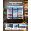 VEVOR Commercial Merchandiser Refrigerator, 54.3 Cu.Ft / 1538L Upright Beverage Cooler, 3 Glass Door Display Refrigerator with Customizable Lightbox, 12 Adjustable Shelves, Soft LED Lighting & Casters