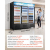 VEVOR Commercial Merchandiser Refrigerator, 54.3 Cu.Ft / 1538L Upright Beverage Cooler, 3 Glass Door Display Refrigerator with Customizable Lightbox, 12 Adjustable Shelves, Soft LED Lighting & Casters