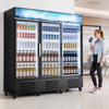 VEVOR Commercial Merchandiser Refrigerator, 54.3 Cu.Ft / 1538L Upright Beverage Cooler, 3 Glass Door Display Refrigerator with Customizable Lightbox, 12 Adjustable Shelves, Soft LED Lighting & Casters