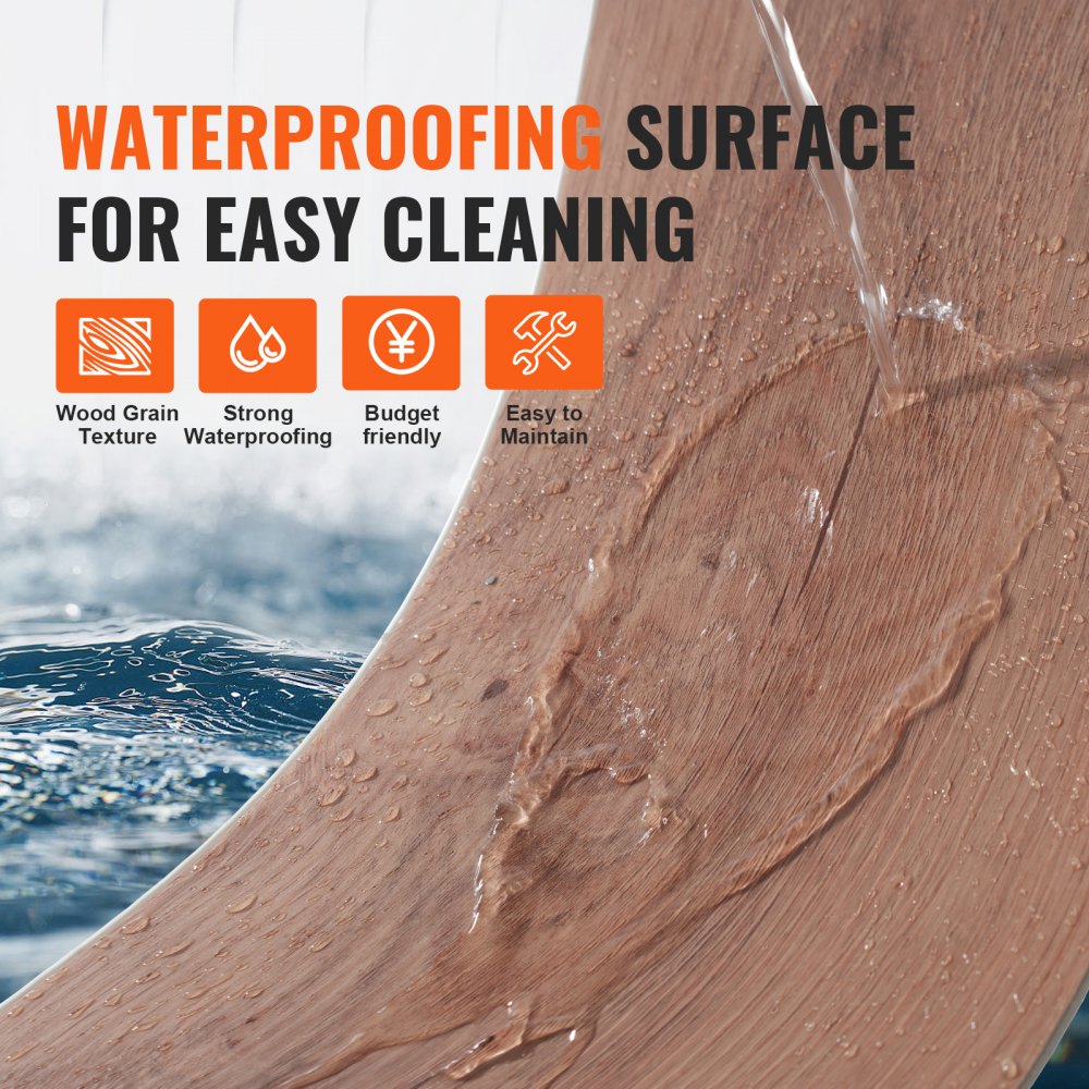 VEVOR Interlocking Vinyl Floor Tiles 48 x 7.3 inch, 10 Tiles 5.5mm Thick Snap Together, Deep Brown Wood Grain DIY Flooring for Kitchen, Dining Room, Bedrooms & Bathrooms, Easy for Home Decor
