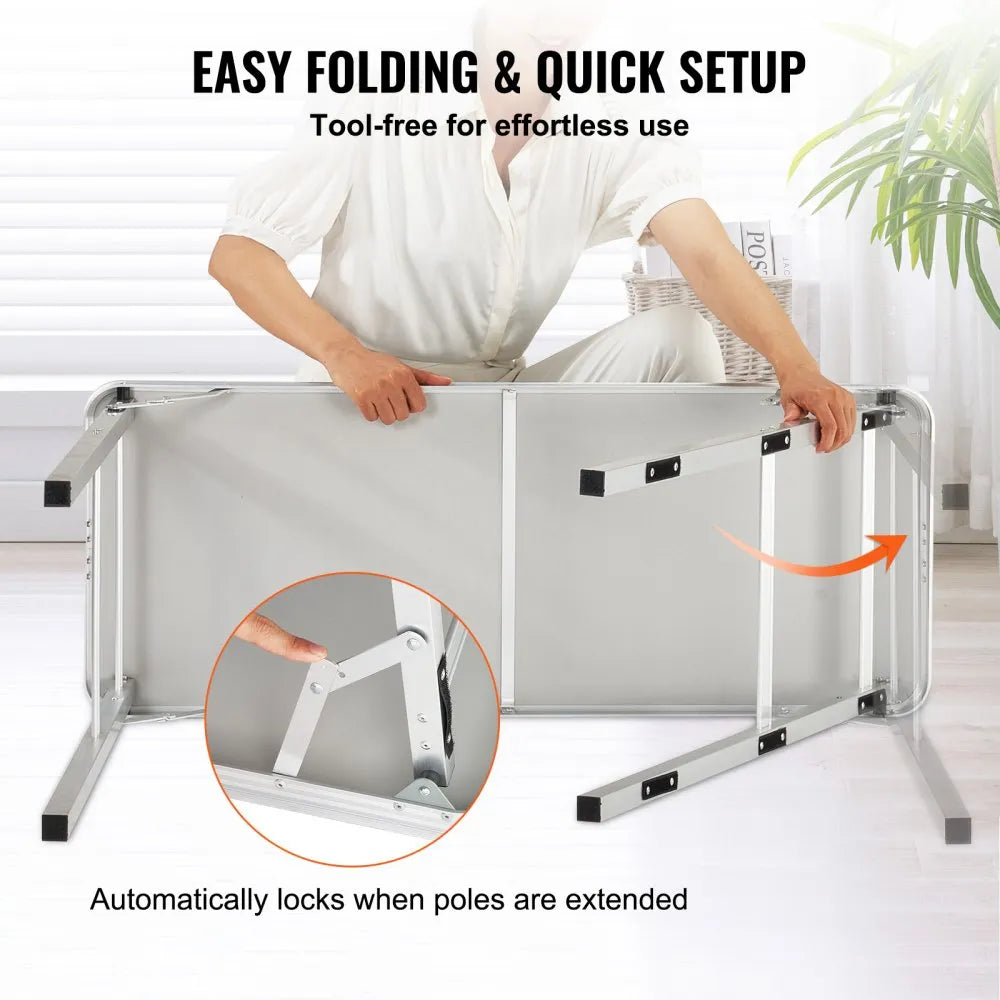 VEVOR Folding Portable Bar Table, Tradeshow Podium Table for Indoor, Outdoor, Party, Picnic, Exhibition, Includes Carrying Case, Storage Shelf and  Black Skirt, 38.39" x 15.16" x 34.25"