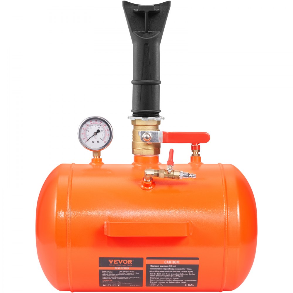 VEVOR Tire Bead Blaster, 5 Gallon/19L Capacity, Includes Pressure Gauge & Handle, 145 PSI Max Inflation Tank, Operates Between 85-116 PSI for Cars, Trucks, and ATVs