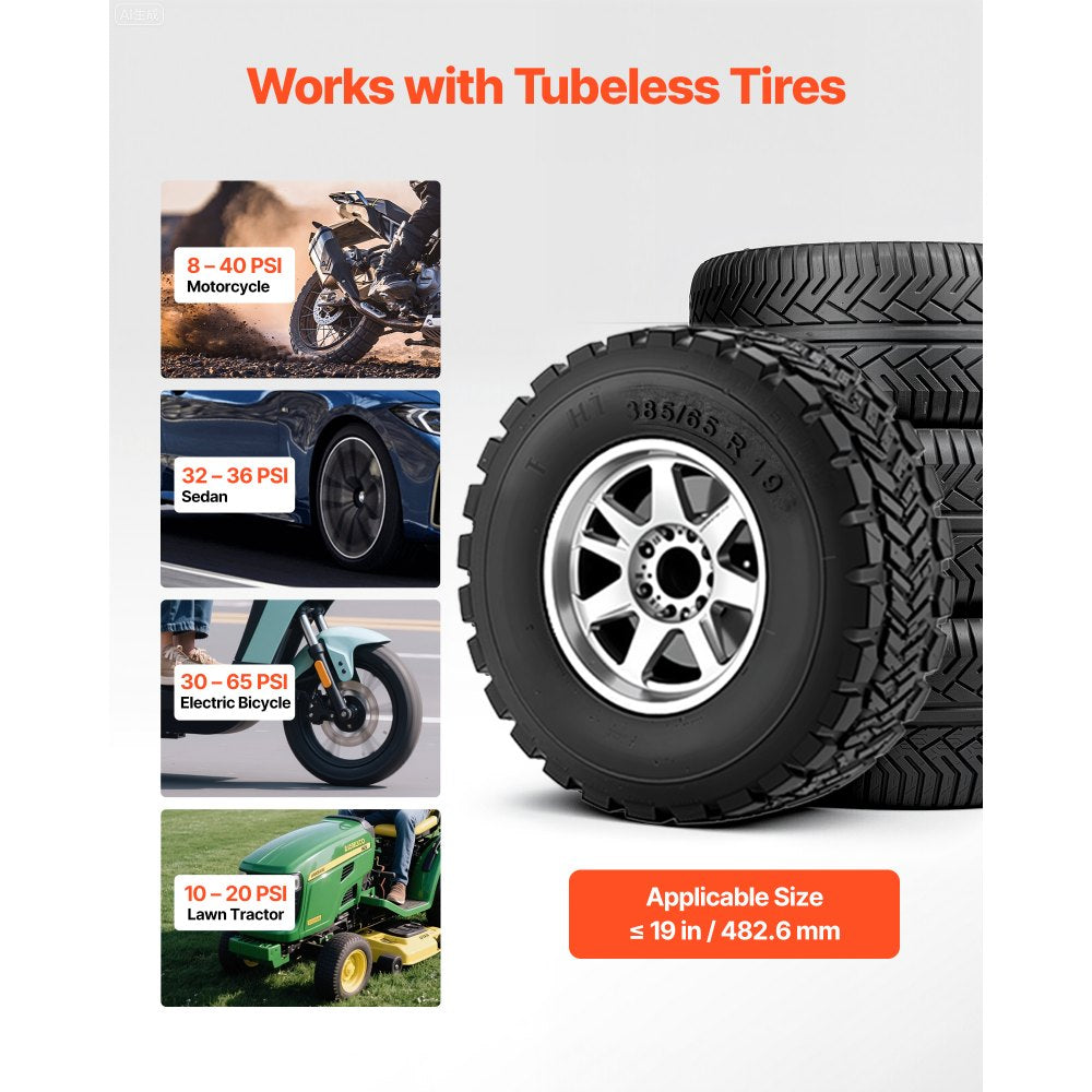 VEVOR Portable Tire Bead Seater, 1.6 Gal / 6 L Air Bead Blaster, Handheld Tire Inflator Tool, 87-116 PSI Operating Pressure, Trigger Seating Inflator for Car, Compact SUV, Light Truck, E-Bike, RV, ATV