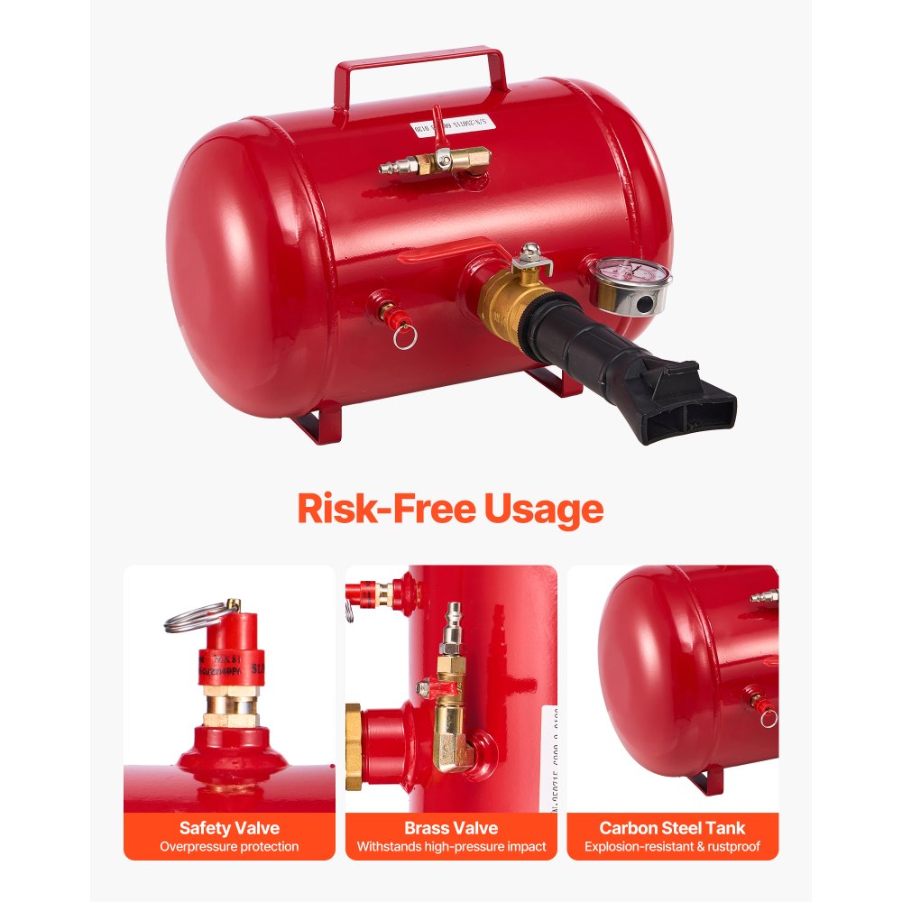 VEVOR Air Tire Bead Seater, 5 Gal / 18.9 L, Heavy Duty Tire Bead Blaster Tool, 87-116 PSI Operating Pressure, Air Trigger Seating Inflator for Pickup, Truck, ATV, Jeep, Van, Lawn Tractor, RV, Red