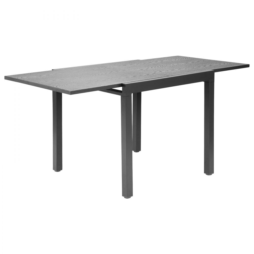 VEVOR Expandable Outdoor Patio Dining Table, 32–63 inch Rectangular Backyard Bistro Tables for 4-6, Aluminum Frame Metal Steel Slat , All-Weather Large Furniture for Lawn Garden Porch, Dark Gray