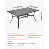 VEVOR Outdoor Patio Dining Table, 59 inch Long Rectangular Metal Steel Slat Backyard Bistro Tables for 4-6, with 1.5 in Umbrella Hole, All-Weather Large Furniture for Lawn Garden Porch, Black
