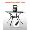 VEVOR Outdoor Patio Dining Table, 37 inch Square Metal Steel Slat Backyard Bistro Tables, with 1.5 in Umbrella Hole, Outside All-Weather Large Furniture for Lawn Garden Porch, Black