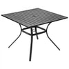 VEVOR Outdoor Patio Dining Table, 37 inch Square Metal Steel Slat Backyard Bistro Tables, with 1.5 in Umbrella Hole, Outside All-Weather Large Furniture for Lawn Garden Porch, Black
