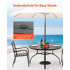 VEVOR Outdoor Patio Dining Table, 47 inch Round Metal Steel Slat Backyard Bistro Tables, with 1.5 in Umbrella Hole, Outside All-Weather Large Furniture for Lawn Garden Porch, Black