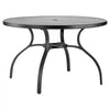 VEVOR Outdoor Patio Dining Table, 47 inch Round Metal Steel Slat Backyard Bistro Tables, with 1.5 in Umbrella Hole, Outside All-Weather Large Furniture for Lawn Garden Porch, Black
