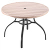 VEVOR Outdoor Patio Dining Table, 41 inch Round Wood-Like Steel Slat Backyard Bistro Coffee Tables for 4, with 1.5 in Umbrella Hole, Outside All-Weather Large Furniture for Lawn Garden Porch, Gray