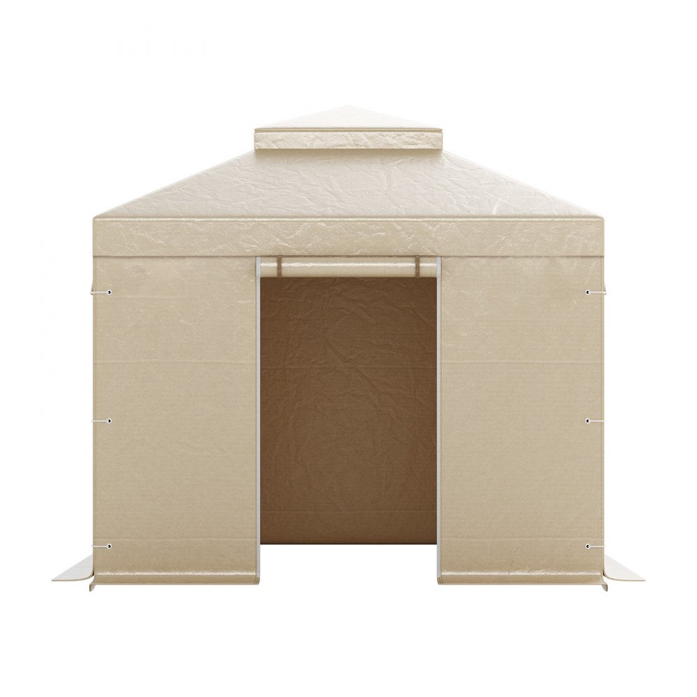 VEVOR Winter Gazebo Cover Fits 10 x 10 ft Hardtop Gazebos, All-Weather Double-Tiered Gazebo Cover with Sidewalls & Mesh Windows, High-Density PE Enclosed Storage Shelter Covers, Gazebos not Included