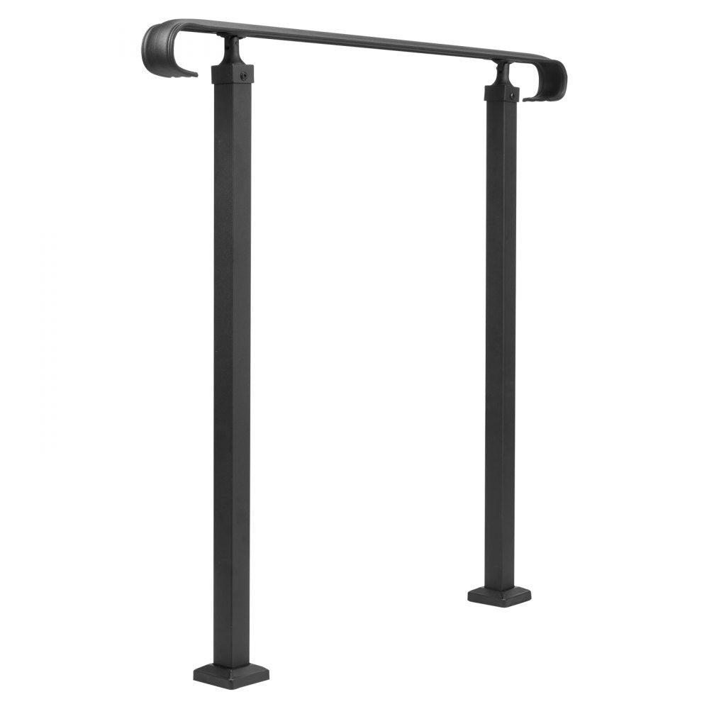 VEVOR Handrails for Outdoor Steps, Fit 1-3 Steps Outdoor Stair Railing, Wrought Iron Handrail, Adjustable Front Porch Hand Rail, Black Transitional Hand railings for Concrete Steps or Wooden Stairs