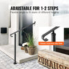 VEVOR Handrails for Outdoor Steps 1-2 Step Railings Wrought Iron Handrail Stair Railings for Steps Black Iron Railings for Steps Wall and Floor Mounted with Installation Kit