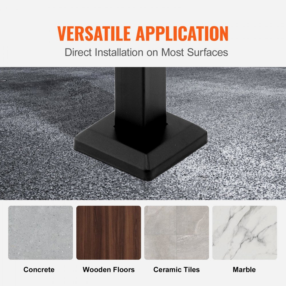 VEVOR Handrails for Outdoor Steps 1-2 Step Railings Wrought Iron Handrail Stair Railings for Steps Black Iron Railings for Steps Wall and Floor Mounted with Installation Kit