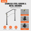 VEVOR Handrails for Outdoor Steps, Fit 2 or 3 Steps Outdoor Stair Railing, Arch#2 Wrought Iron Handrail, Flexible Porch Railing, Black Transitional Handrails for Concrete Steps or Wooden Stairs