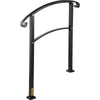 VEVOR 3-Step Transitional Handrail Fits 1 or 3 Steps Matte Stair Rail Wrought Iron Handrail with Installation Kit Hand Rails for Outdoor Steps (Unadjustable) (Black)