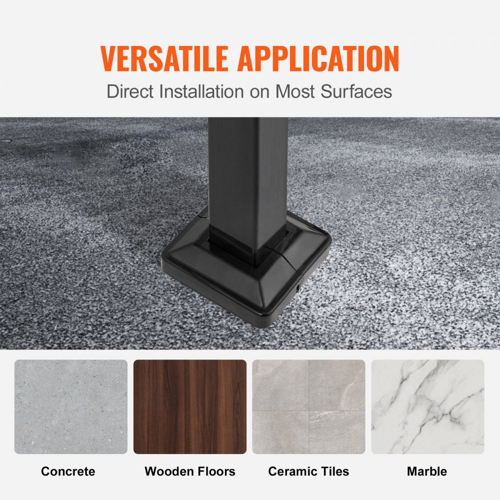 VEVOR Handrails for Outdoor Steps, Fit 3 or 4 Steps Outdoor Stair Railing, Arch#3 Wrought Iron Handrail, Flexible Porch Railing, Black Transitional Handrails for Concrete Steps or Wooden Stairs