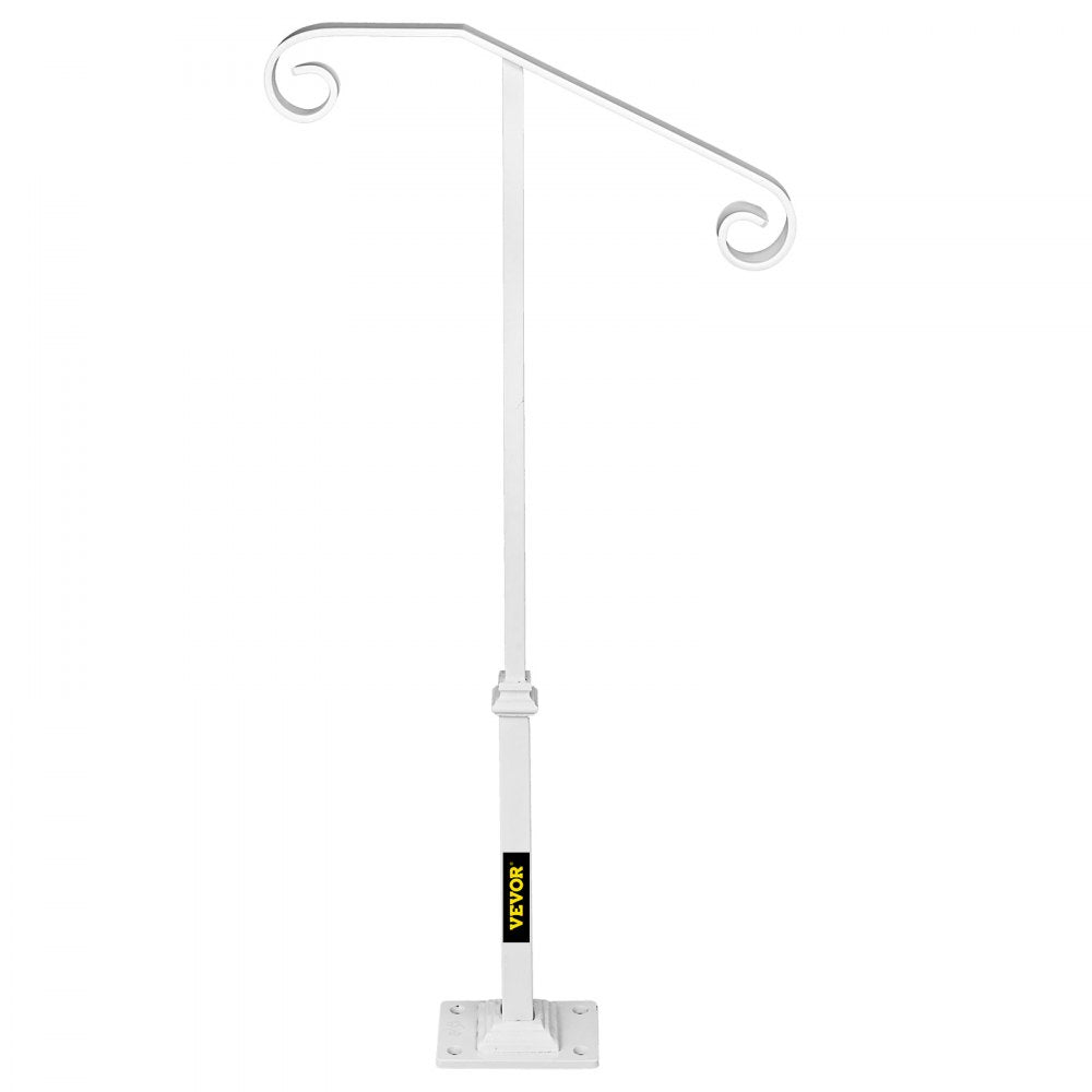 VEVOR Single Post Handrail White Wrought Iron Post Mount Step Grab Supports Fits 1 or 2 Steps Grab Rail Single Post Railing