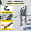 VEVOR Outdoor Stair Railing, Fit 1 or 2 Steps Wrought Iron Handrail, Adjustable Front Porch Hand Railings, Black Transitional Hand Rail for Concrete Steps or Wooden Stairs with Installation Kit