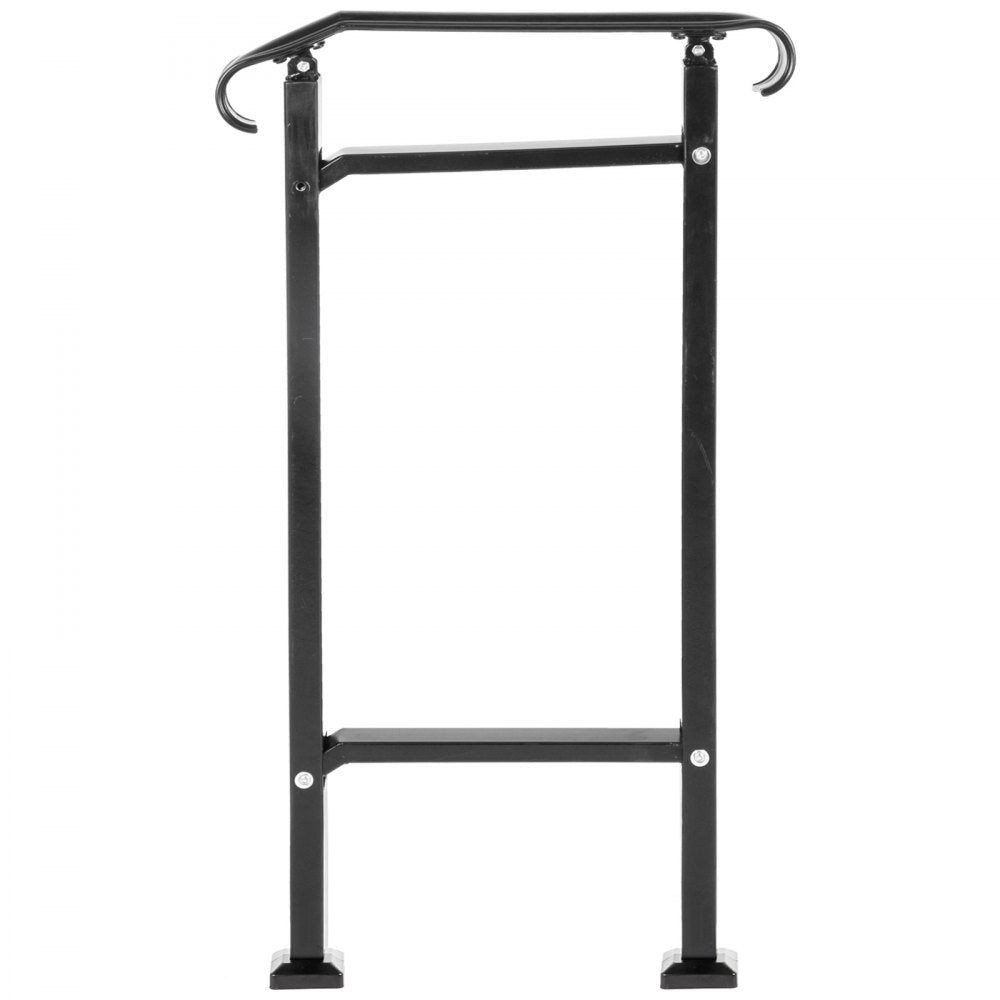 VEVOR Outdoor Stair Railing, Fit 1 or 2 Steps Wrought Iron Handrail, Adjustable Front Porch Hand Railings, Black Transitional Hand Rail for Concrete Steps or Wooden Stairs with Installation Kit