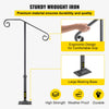VEVOR Handrails for Outdoor Steps, Fit 1 or 2 Steps Outdoor Stair Railing, Single Post Wrought Iron Handrail, Gray Transitional Porch Railings for Concrete Steps or Wooden Stairs with Base