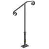 VEVOR Handrails for Outdoor Steps, Fit 1 or 2 Steps Outdoor Stair Railing, Single Post Wrought Iron Handrail, Gray Transitional Porch Railings for Concrete Steps or Wooden Stairs with Base