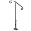 VEVOR Handrails for Outdoor Steps, Fit 1 or 2 Steps Outdoor Stair Railing, Single Post Wrought Iron Handrail, Gray Transitional Porch Railings for Concrete Steps or Wooden Stairs with Base