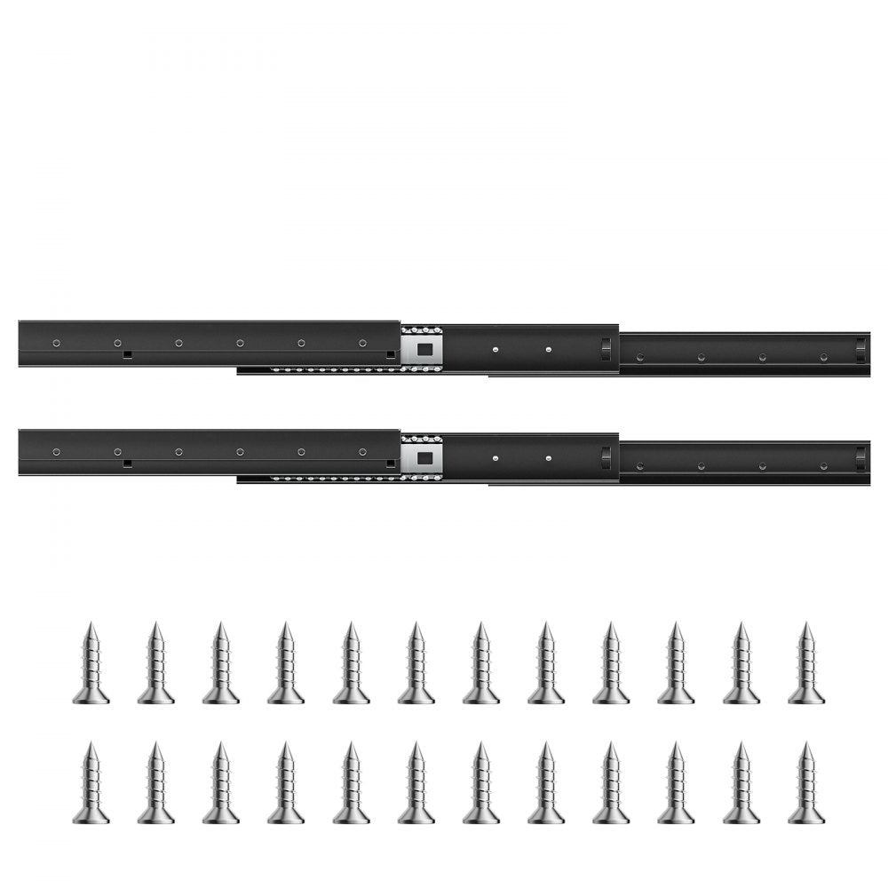 VEVOR Undermount Drawer Slides, 16 inch, Full Extension Ball Bearing Under Stair Cabinet Rails, 260 LB Load Capacity Heavy Duty Bottom Stair Cabinet Glides Track Runners,for DIY Replacement, Black