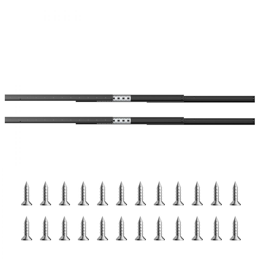 VEVOR Undermount Drawer Slides, 32 inch, Full Extension Ball Bearing Under Stair Cabinet Rails, 260 LB Load Capacity Heavy Duty Bottom Stair Cabinet Glides Track Runners,for DIY Replacement, Black