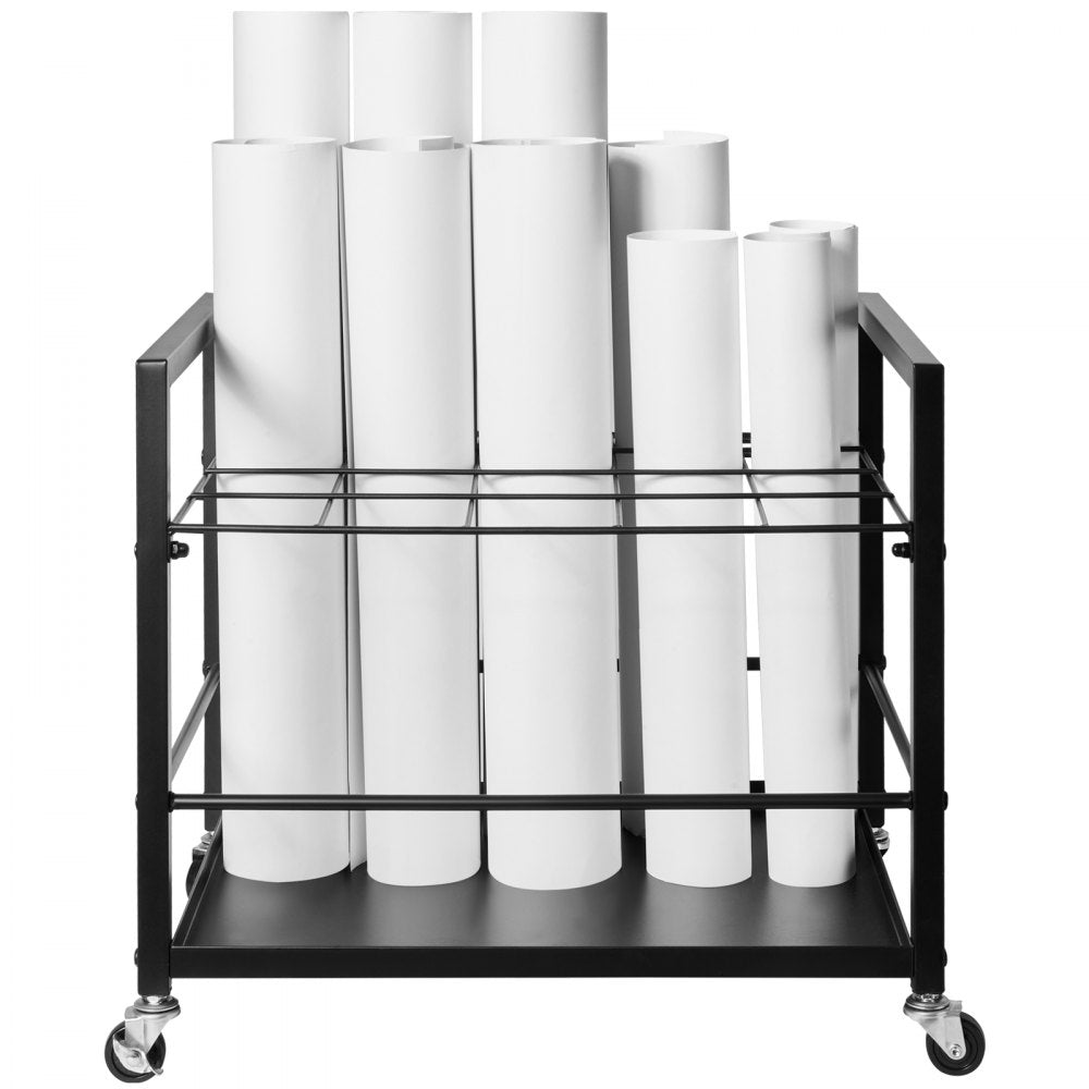 VEVOR Blueprint Storage Rack, 20 Slots Blueprint Holder with Wheels, Mobile Metal Blueprint Storage Cart for Map Poster Architectural Construction Plan, Roll File Organizer for Home, Office, School