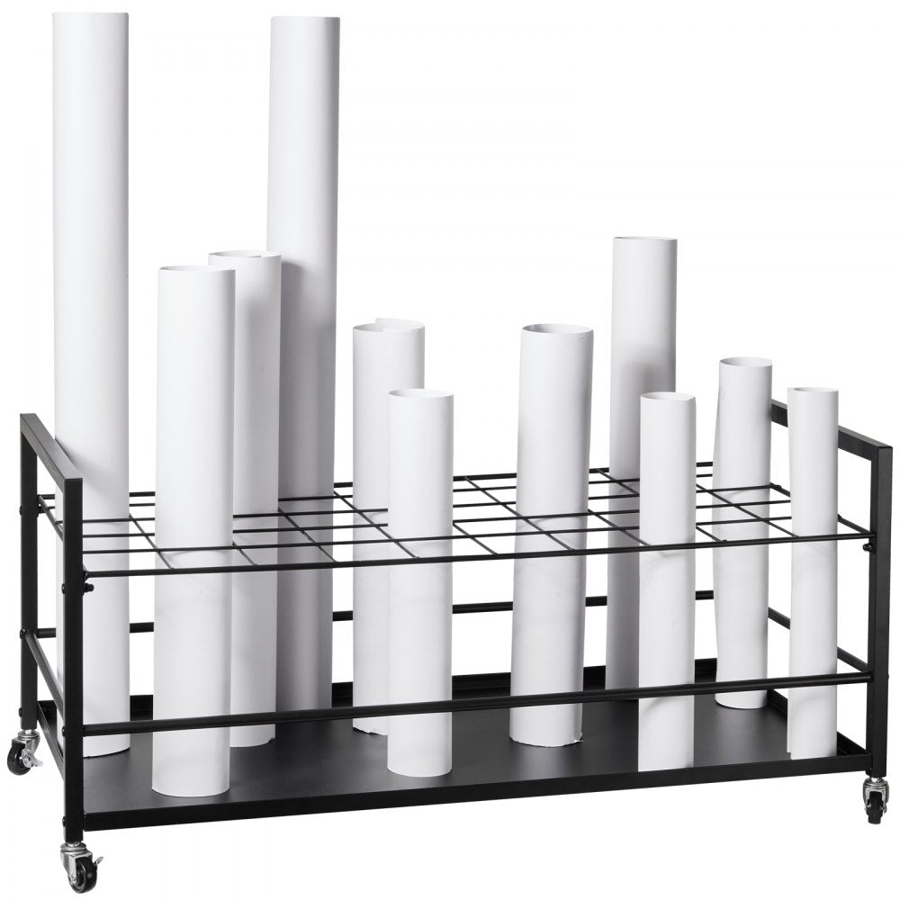 VEVOR Blueprint Storage Rack, 50 Slots Blueprint Holder with Wheels, Mobile Metal Blueprint Storage Cart for Construction Plan Map Poster Architectural, Roll File Holder for Home, Office, School