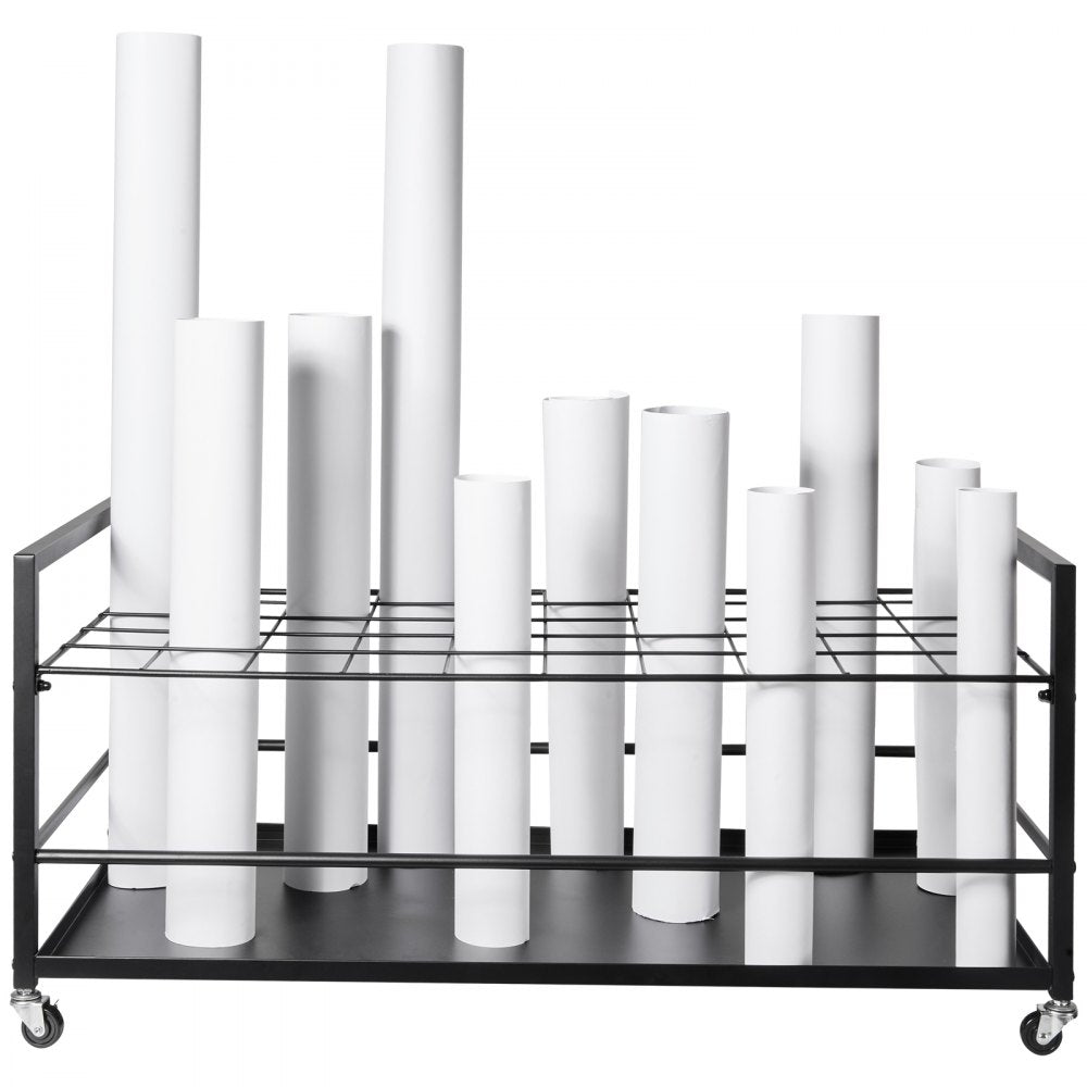 VEVOR Blueprint Storage Rack, 50 Slots Blueprint Holder with Wheels, Mobile Metal Blueprint Storage Cart for Construction Plan Map Poster Architectural, Roll File Holder for Home, Office, School