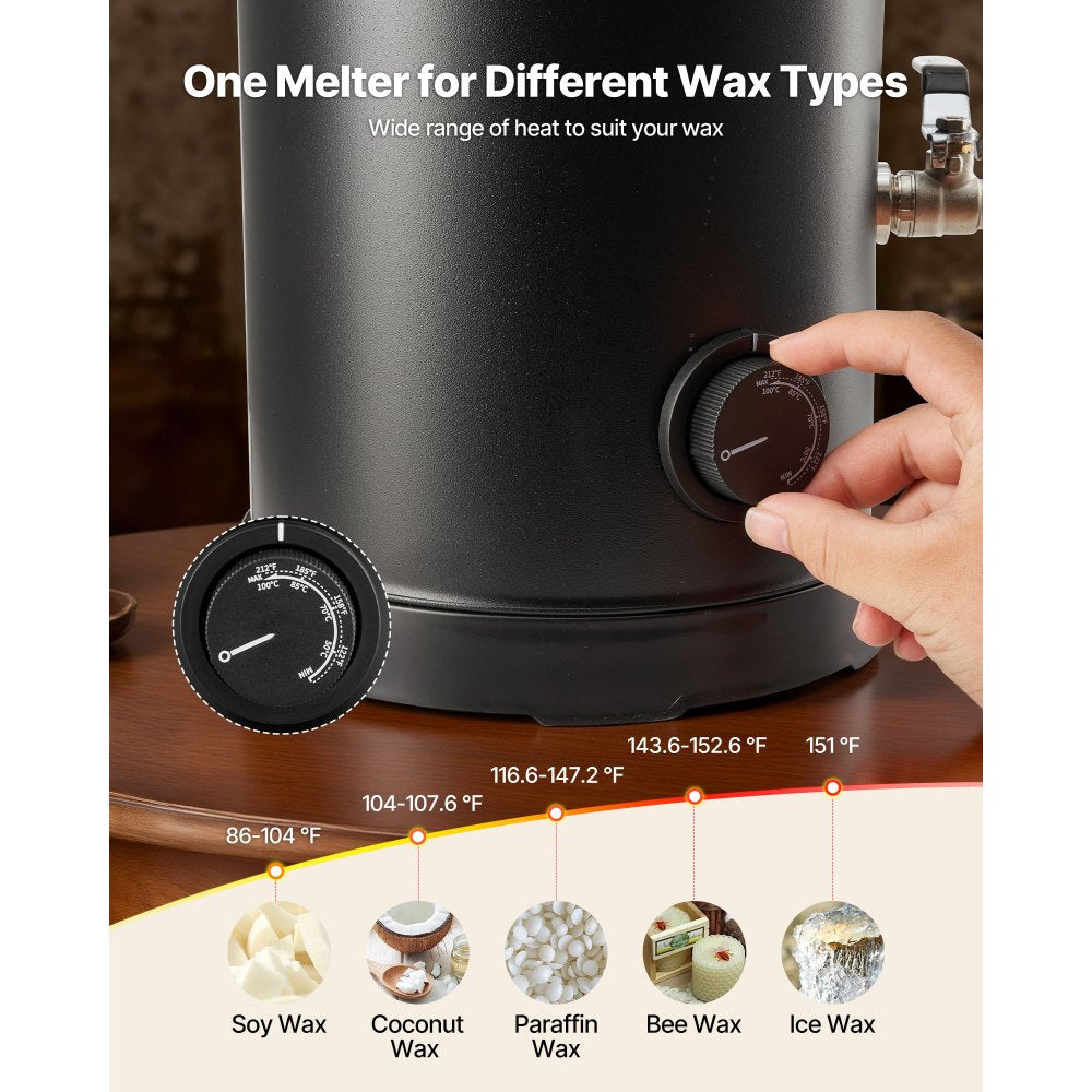 VEVOR Wax Melter for Candle Making, 10.6 Qts, Fast and Even Heating, with Easy Pour Spout and Temperature Control, Hourglass Base for Non-Stick Smooth Flow, Wax Melting Pot for Making Candles Soaps