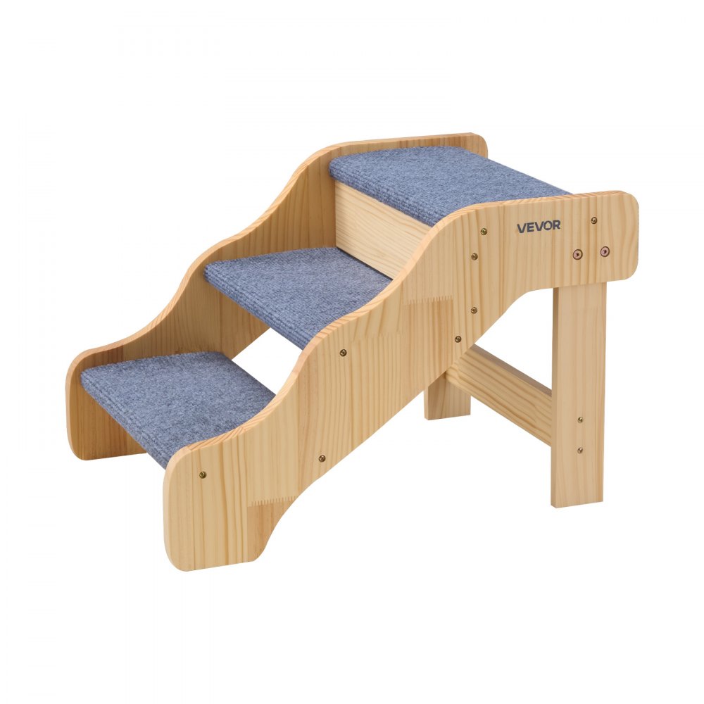 VEVOR Wood Pet Stairs, 3-Step Dog Stairs for High Beds, Sofa & Cars, 150lbs Load Capacity, Non-Slip Surface, Stable Cat & Dog Step Ladder for Small Medium Large Older Pet Puppy Essentials