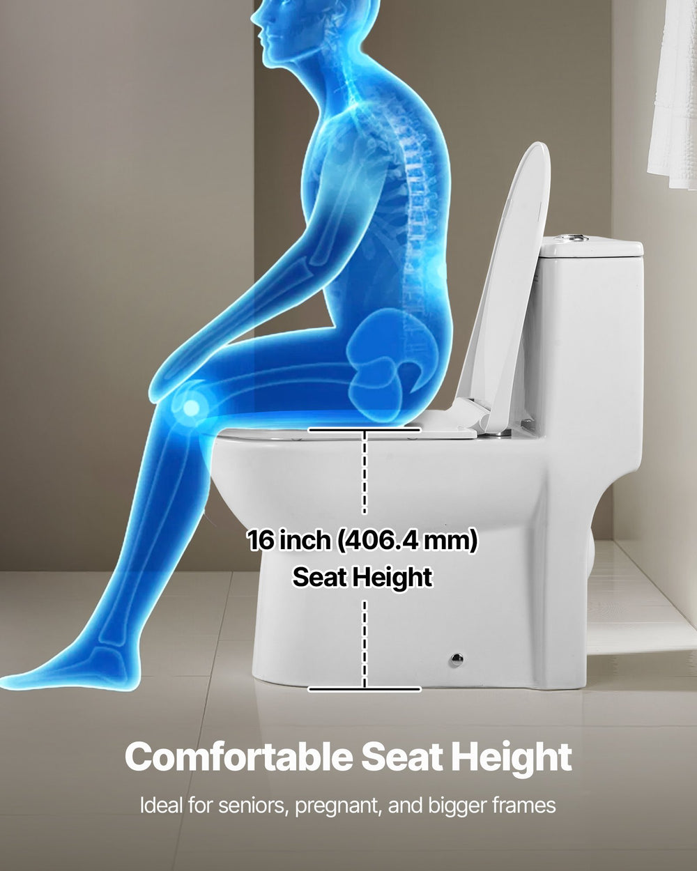VEVOR one-piece elongated toilet - detail view 3