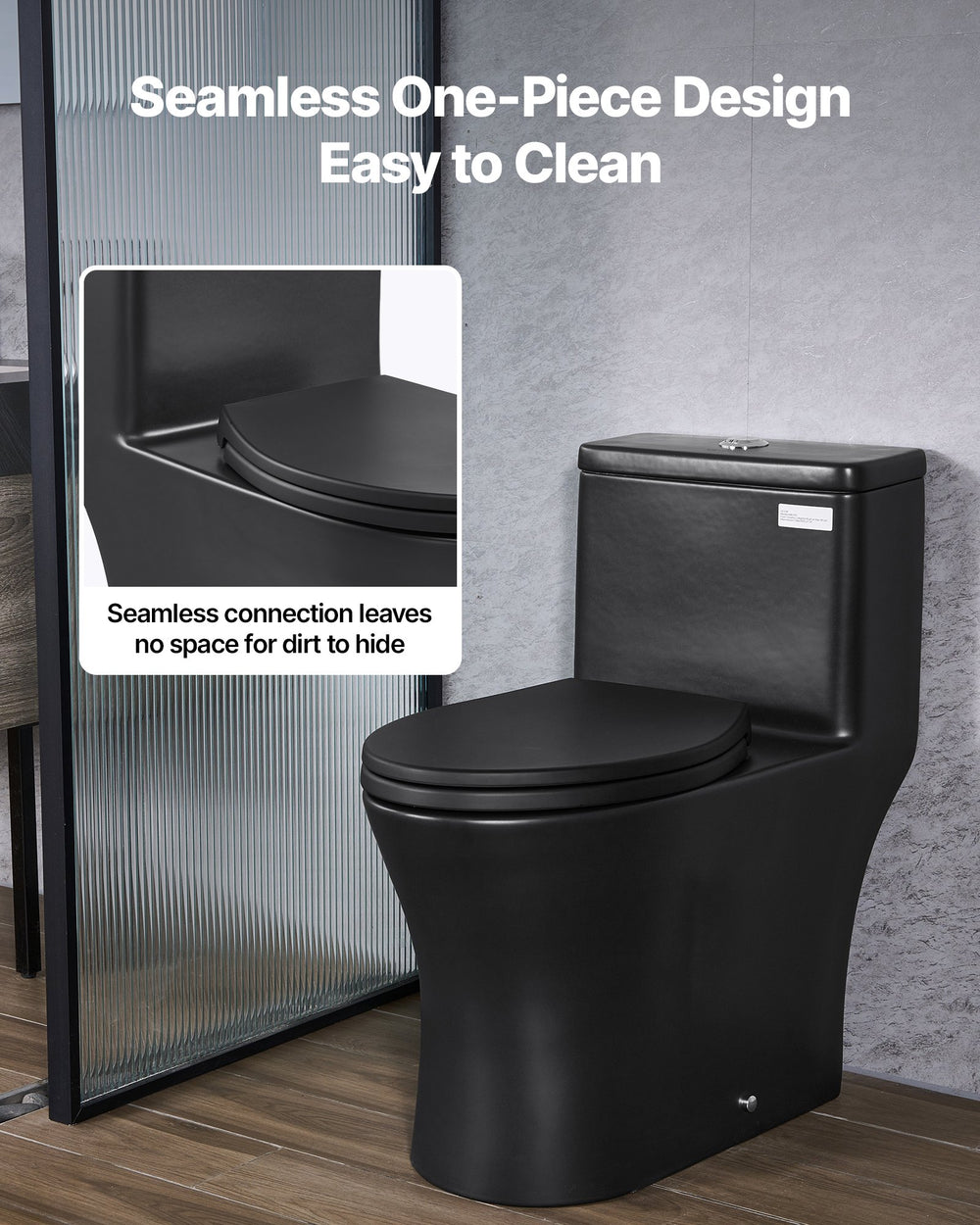 Seamless one-piece design, easy to clean (VEVOR one-piece toilet)