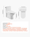 VEVOR one-piece toilet - size diagram and key specifications (model W2121S)