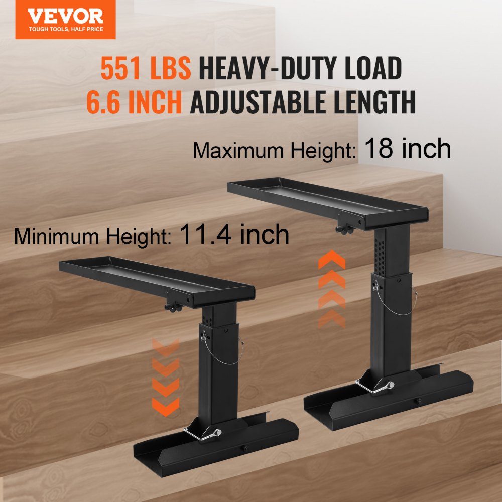 VEVOR Ladder Levler, 23.4 L x 11.4-18 in H Support Surface, Steel Ladder Leveling Tool, Folding Pitch Hopper, Stair Ladder Stabilizer Easy to Use,Extension Ladder Accessories for Uneven Ground