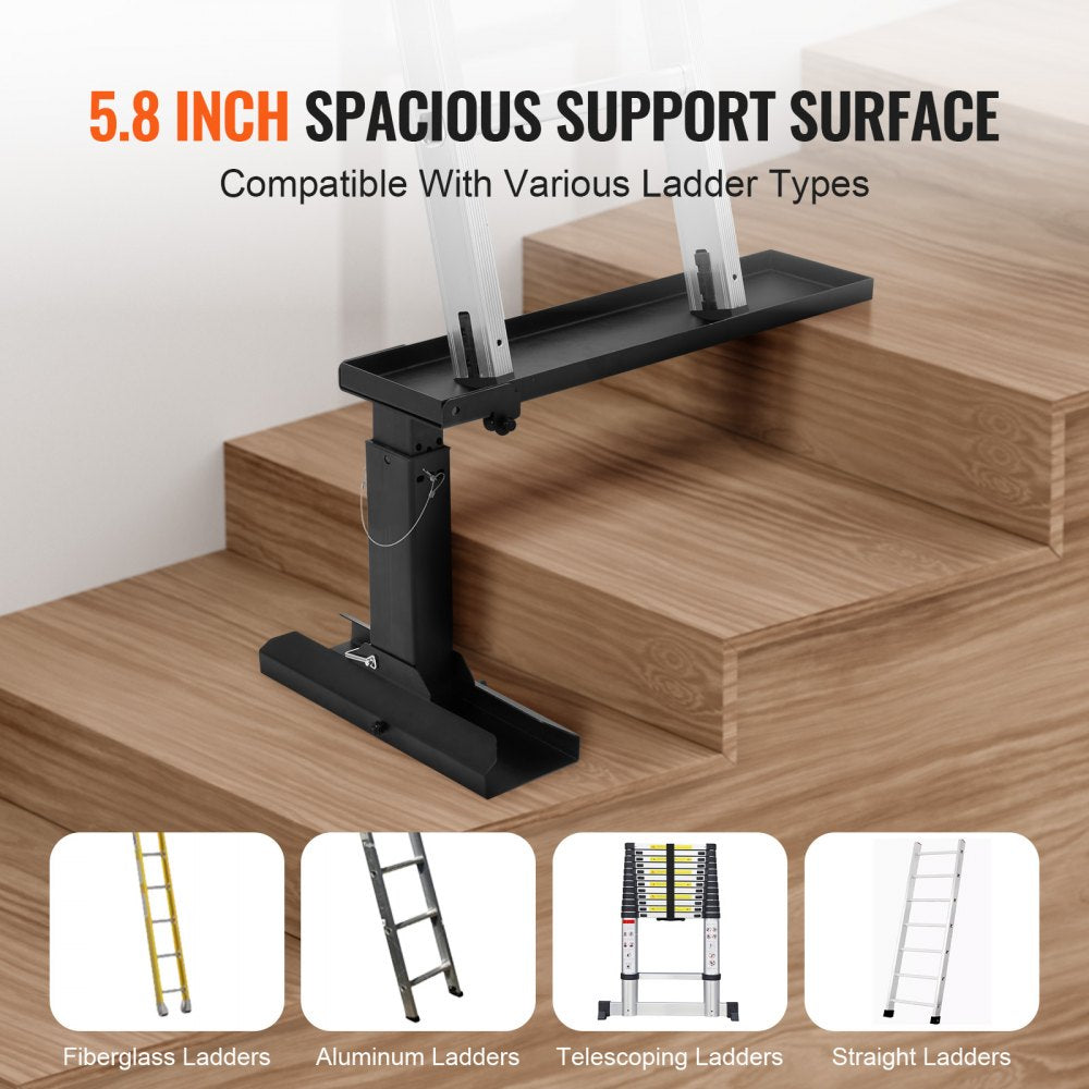 VEVOR Ladder Levler, 23.4 L x 11.4-18 in H Support Surface, Steel Ladder Leveling Tool, Folding Pitch Hopper, Stair Ladder Stabilizer Easy to Use,Extension Ladder Accessories for Uneven Ground