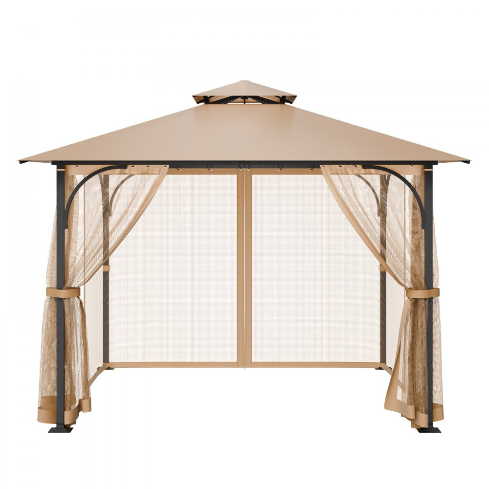 VEVOR Gazebo Netting Replacement, Fit Most 10 x 10 x 7 FT Gazebo Curtain, Outdoor Garden Net, 4-Panel Sidewall Mesh Net, Patio Midge Netting with Double Zipper, Canopy Screen (Netting Only)