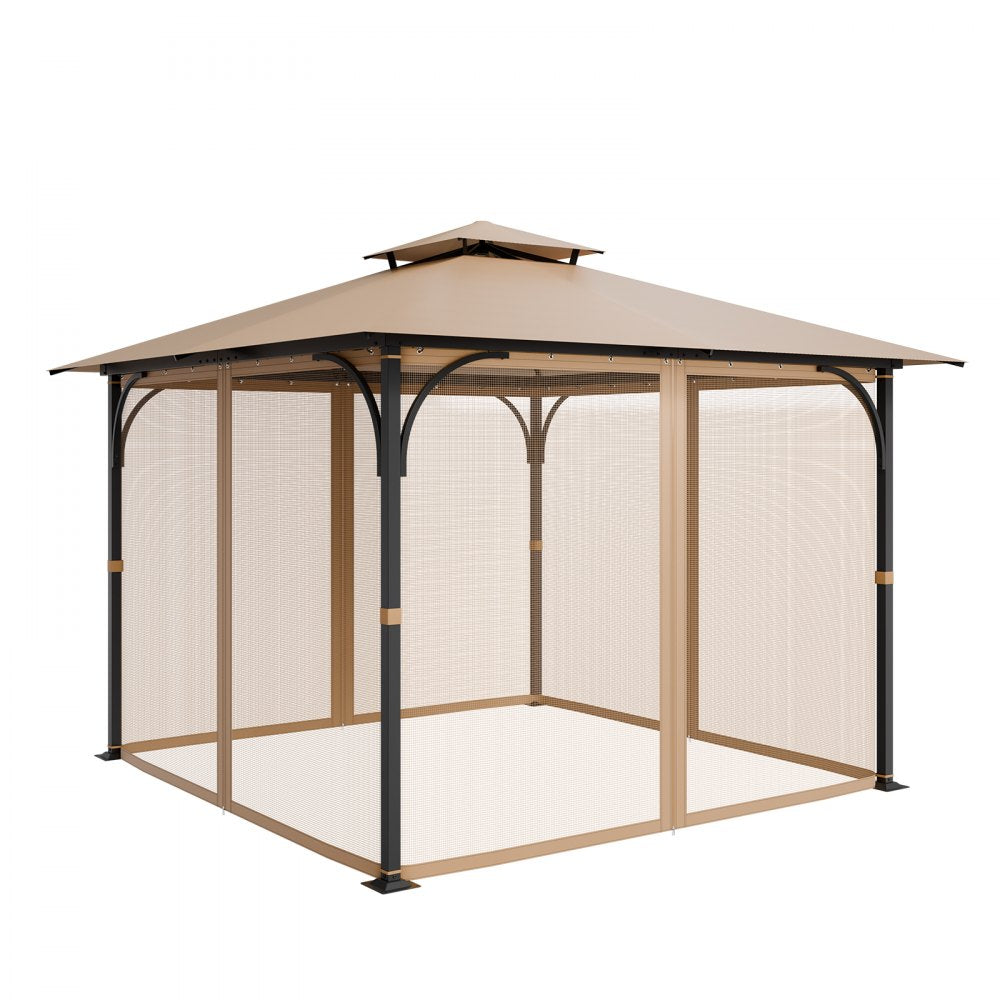 VEVOR Gazebo Netting Replacement, Fit Most 10 x 10 x 7 FT Gazebo Curtain, Outdoor Garden Net, 4-Panel Sidewall Mesh Net, Patio Midge Netting with Double Zipper, Canopy Screen (Netting Only)