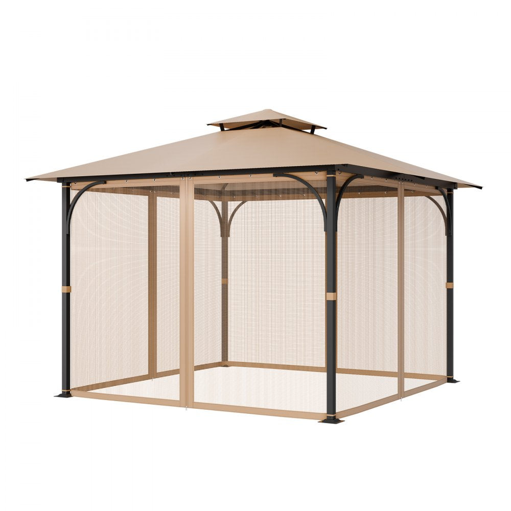VEVOR Gazebo Netting Replacement, Fit Most 10 x 10 x 7 FT Gazebo Curtain, Outdoor Garden Net, 4-Panel Sidewall Mesh Net, Patio Midge Netting with Double Zipper, Canopy Screen (Netting Only)