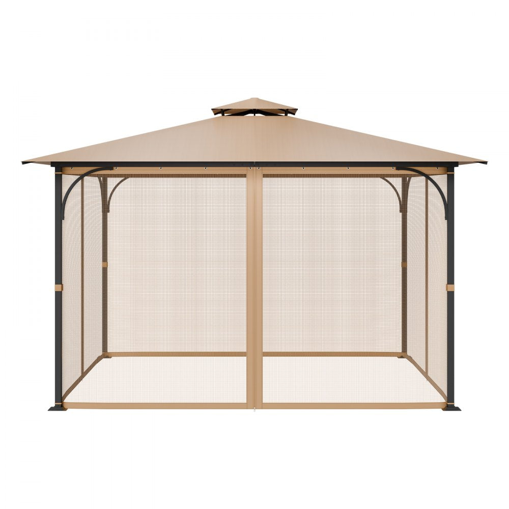 VEVOR Gazebo Netting Replacement, Fit Most 10 x 12 x 7.3 FT Gazebo, Outdoor Garden Gazebo Net, 4-Panel Sidewall Mesh Gazebo Curtain, Patio Midge Netting with Double Zipper, Canopy Screen (Netting Only)