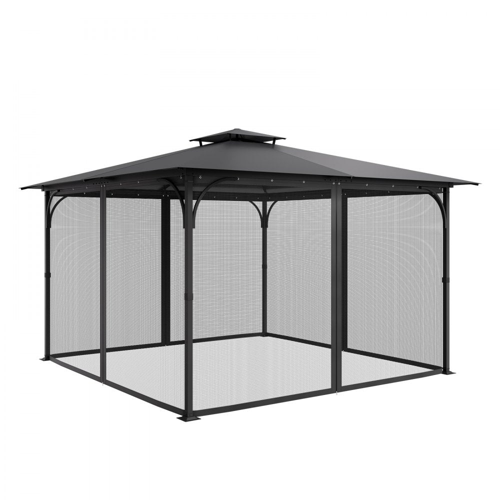 VEVOR Gazebo Netting Replacement, Fit Most 12 x 12 x 7.5 FT Gazebo Curtain, Outdoor Garden Net, 4-Panel Sidewall Mesh Net, Patio Midge Netting with Double Zipper, Canopy Screen (Netting Only)